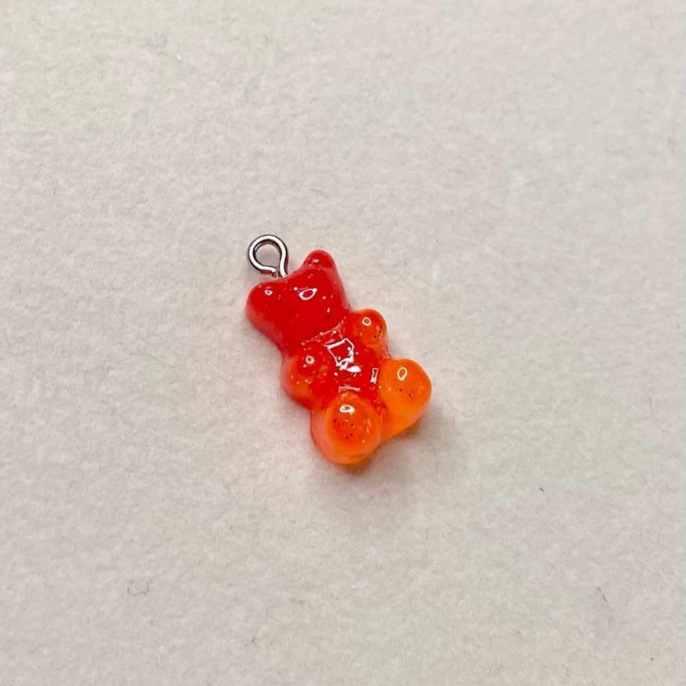 Gummi Bear Charm Pendant | Colorful Candy-Inspired Mini Jewelry Charm-red/orange